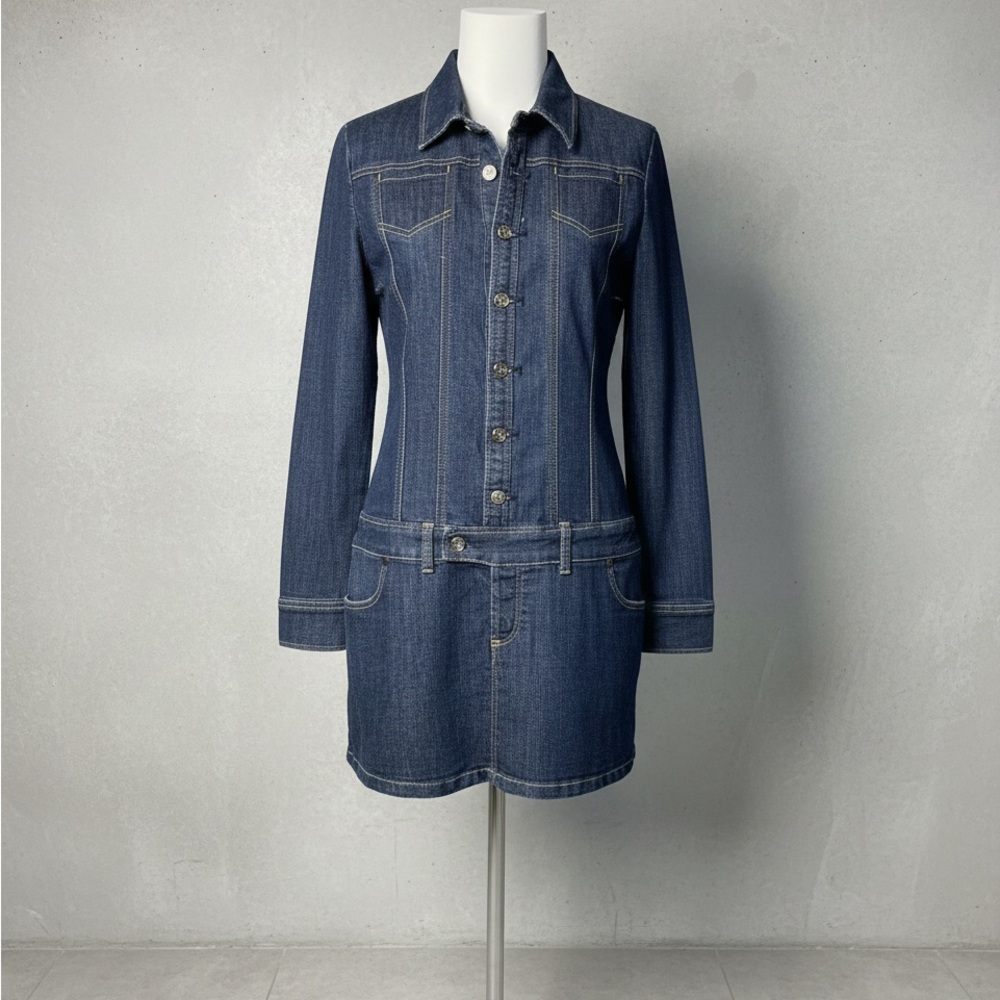 Blue Denim Button-Up Midi Dress